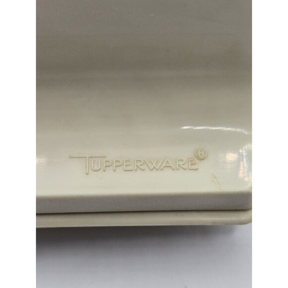 Vintage Tupperware Almond Double Stick Butter or Cream Cheese Keeper Dish w/ Lid - Picture 3 of 11